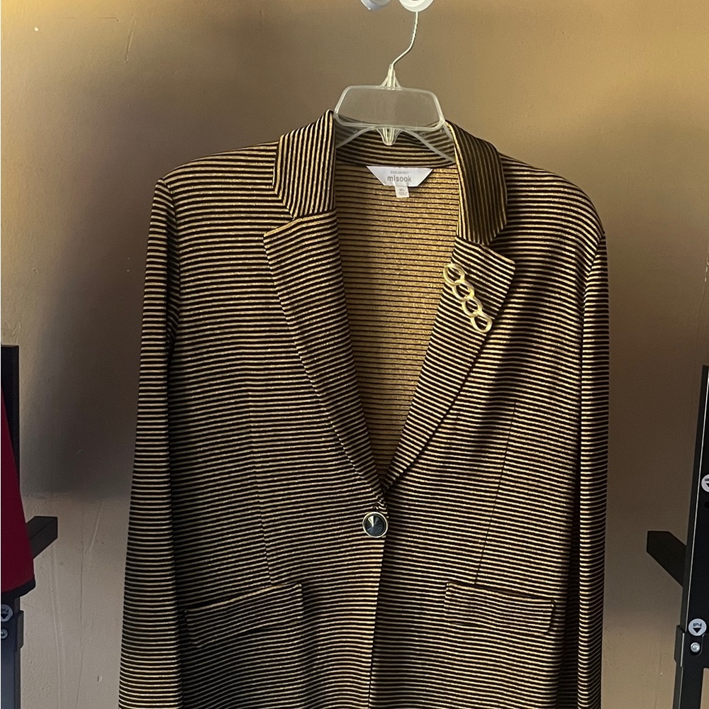 Misook Black and Tan Striped Jacket